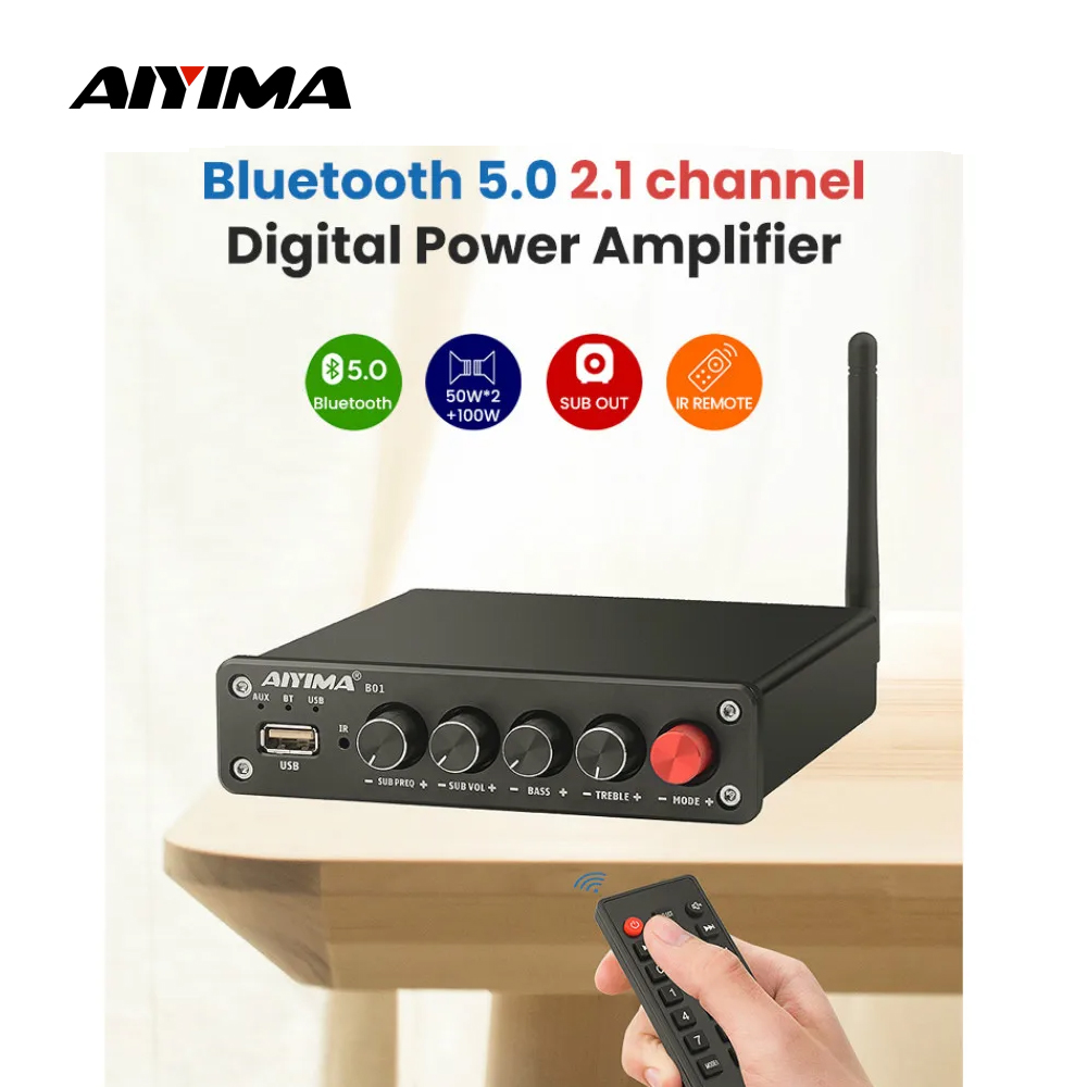 Home Cinema Samsung 5.1 - AIYIMA B01 Bluetooth Power Amplifier 2.1