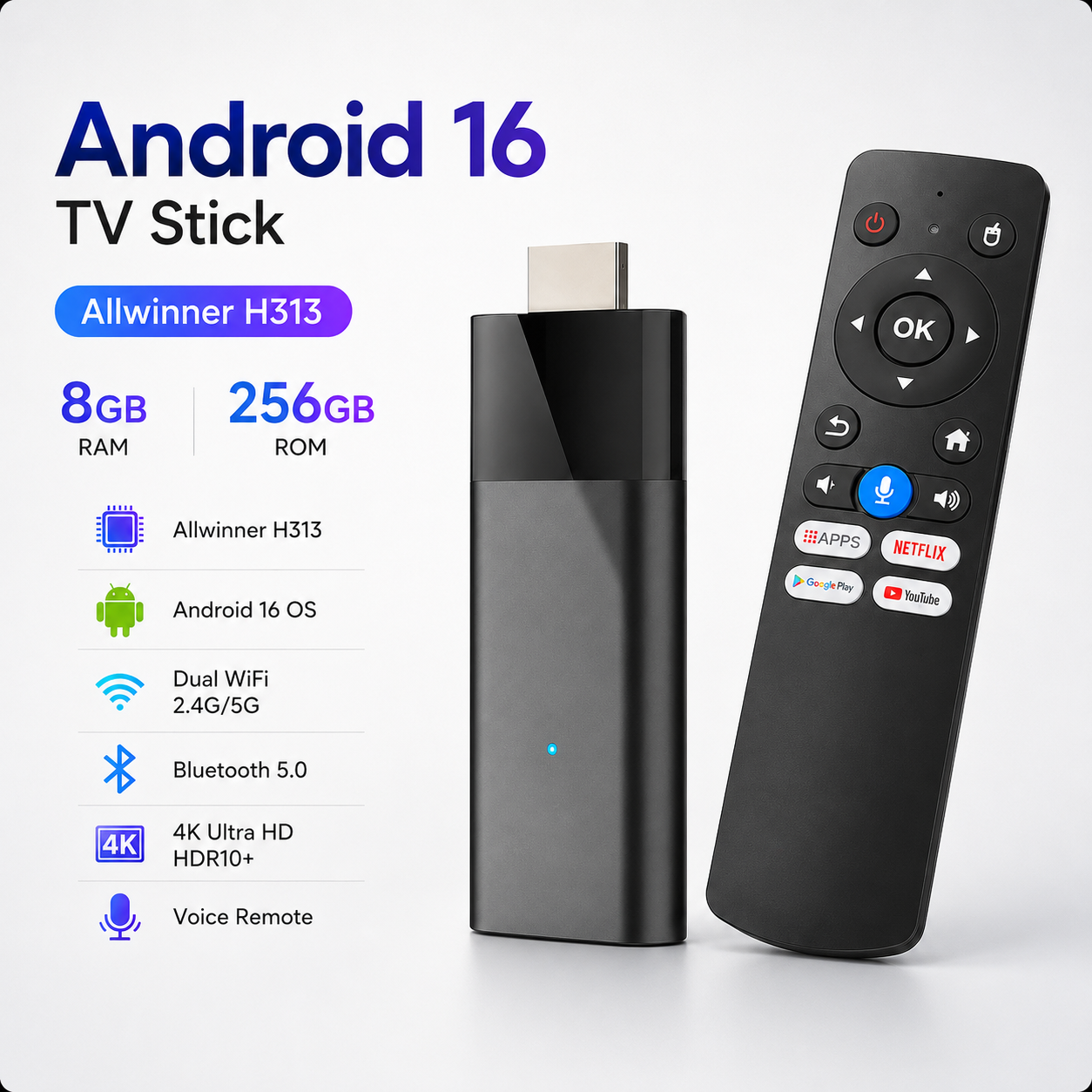 Home Cinema Tv - Android 16 TV Stick 4K Allwinner