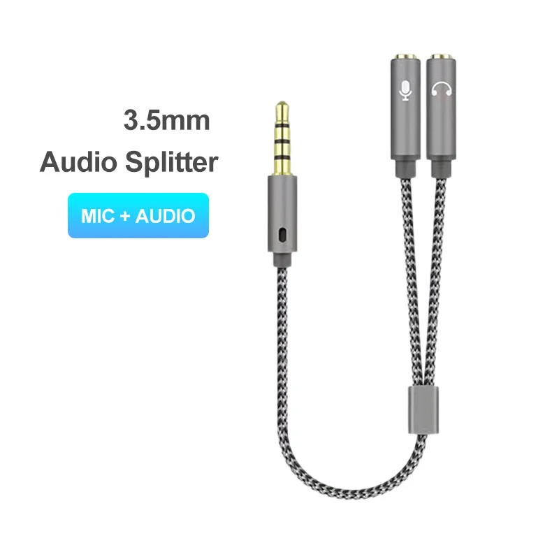 Home Cinema Headphones - Headset splitter 3.5mm audio mic stereo