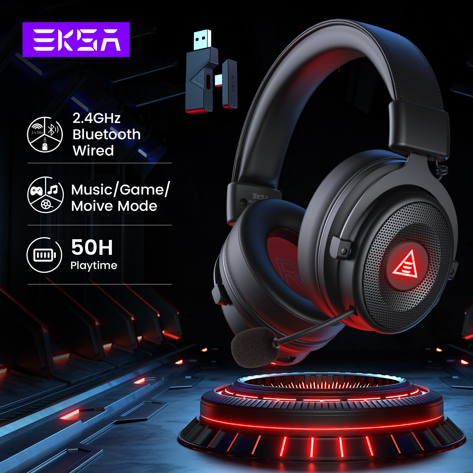 Home Cinema Headphones - EKSA E900 BT 2.4GHz Wireless Bluetooth