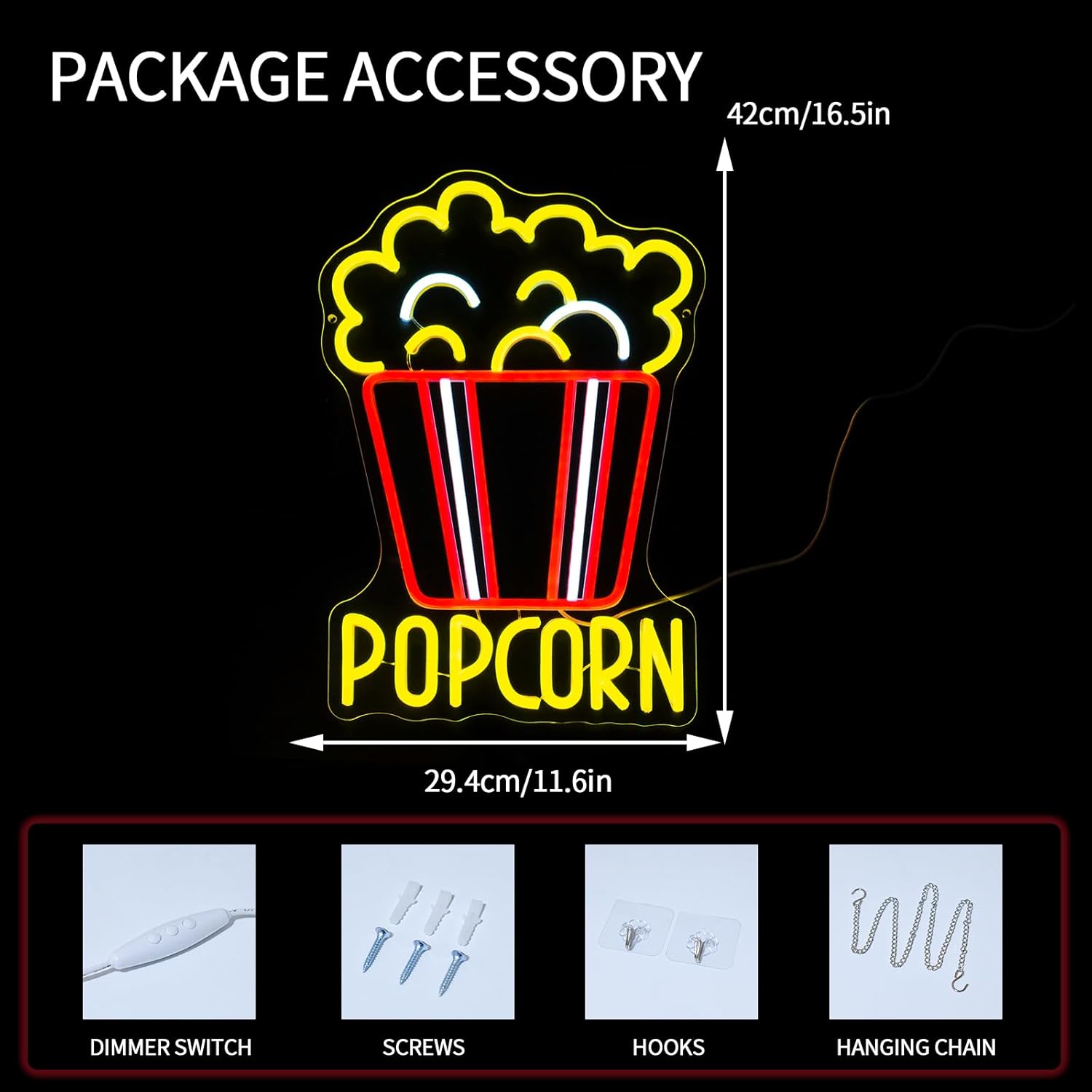 Popcorn Neon Sign Dimmable Foo – Home Cinema Food recenzja i cena