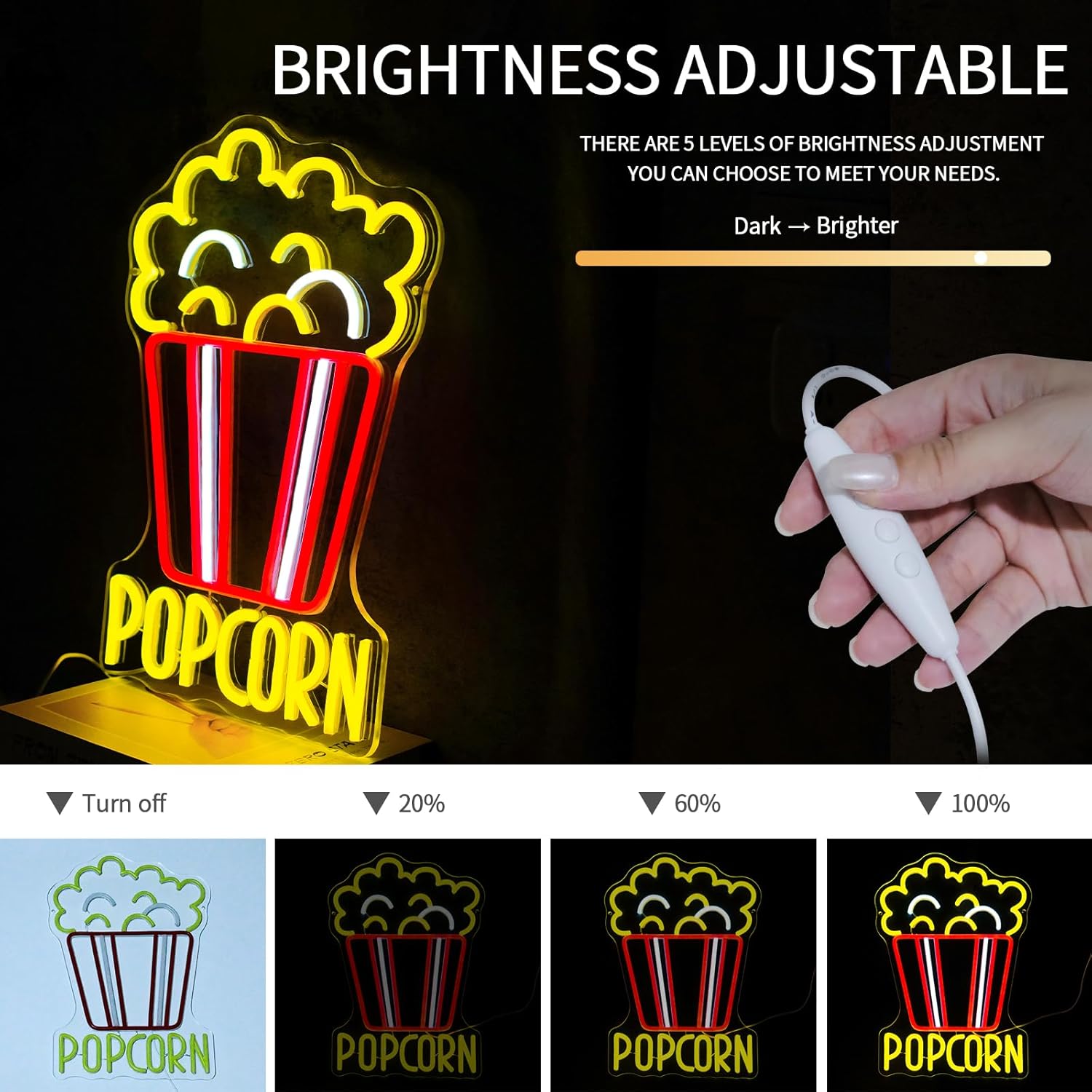 Popcorn Neon Sign Dimmable Foo – Home Cinema Food recenzja i cena