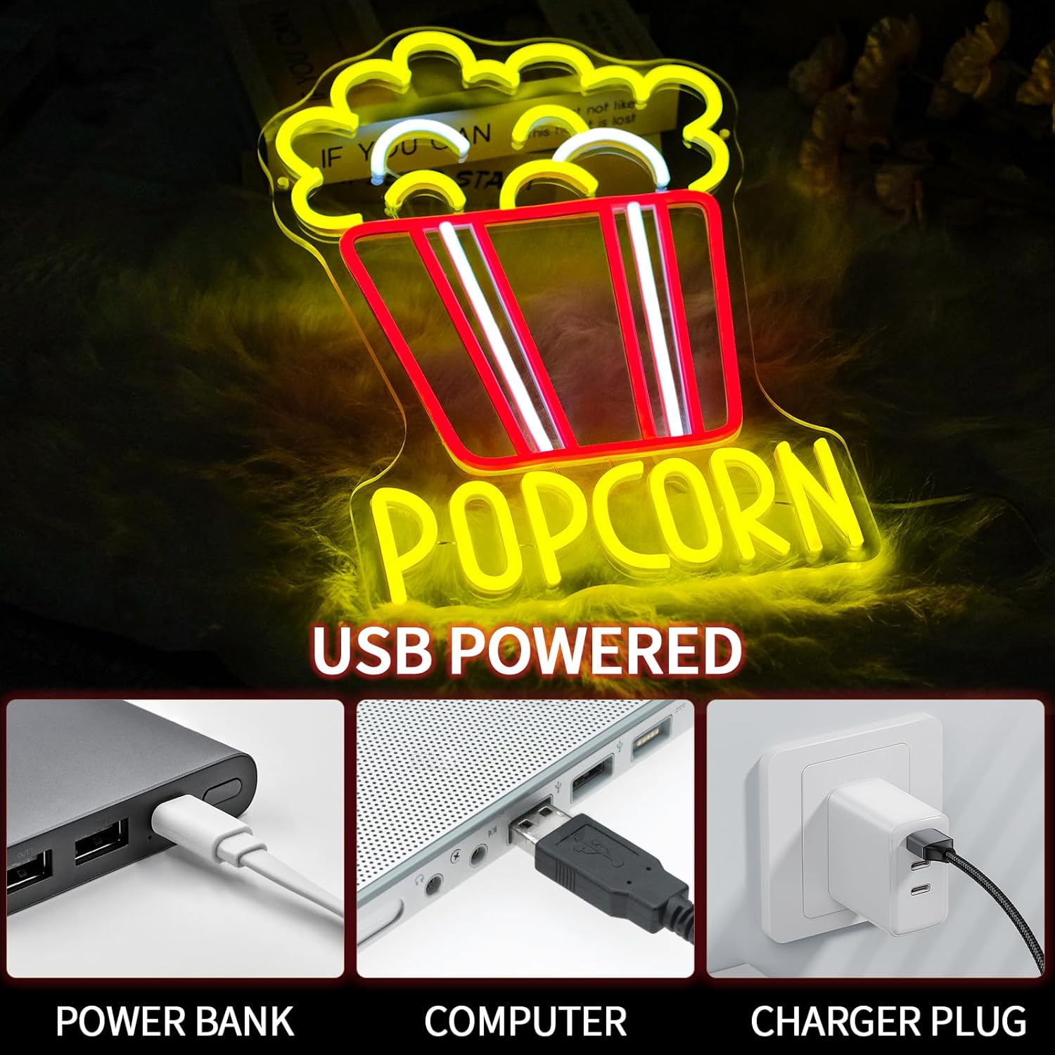 Popcorn Neon Sign Dimmable Foo – Home Cinema Food recenzja i cena